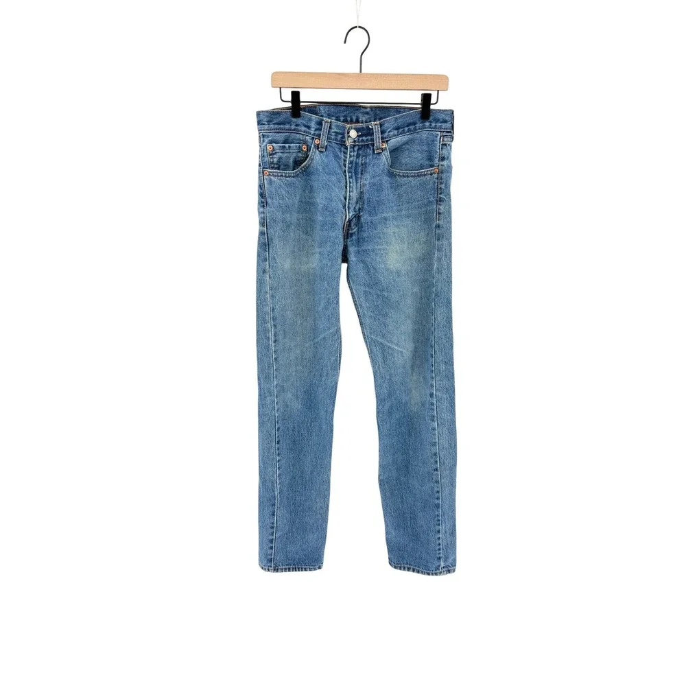 Men's Levis 505 32x34 Straight Leg Jeans Medium Wash Denim Classic Casual